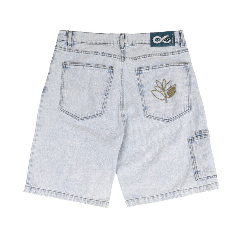 Magenta OG Denim Pocket Long Shorts - Ultra Washed Denim