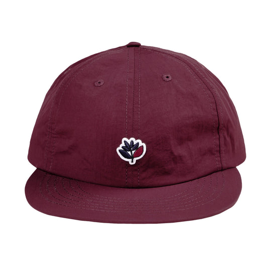 Magenta Plant Nylon 6 Panel Hat - Burgundy