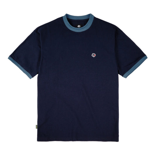 Magenta 2-Tone Pique Tee - Dark Navy