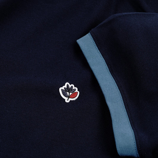 Magenta 2-Tone Pique Tee - Dark Navy